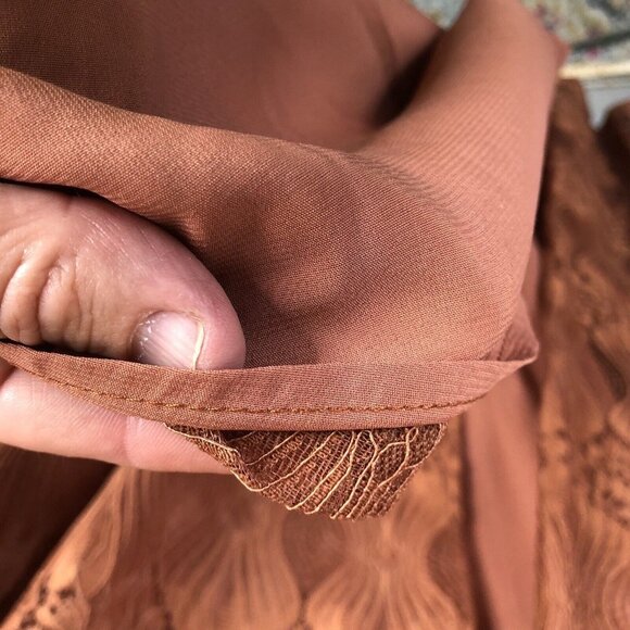 Rust Lace Dress Womens 3XL Sheer Flowy Boho Artsy Dressy Midi Event - Picture 7 of 16